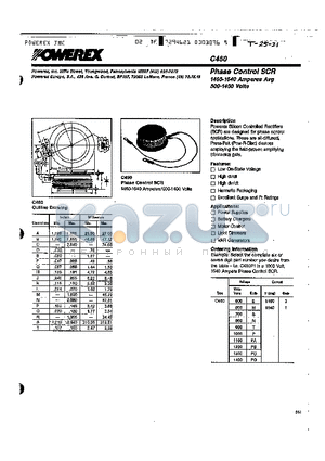 C450M1 datasheet - Phase Control SCR 1460-1640 Amperes Avg 500-1400 Volts