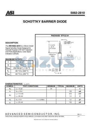 ASI5082-2810 datasheet - SCHOTTKY BARRIER DIODE