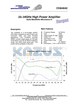 CHA4042 datasheet - 23-34GHz High Power Amplifier