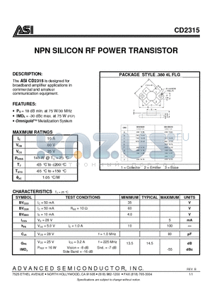 ASICD2315 datasheet - NPN SILICON RF POWER TRANSISTOR