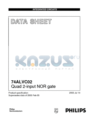 74ALVC02D datasheet - Quad 2-input NOR gate