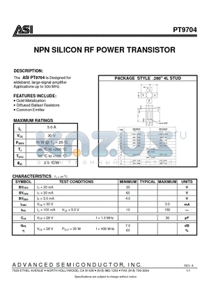 ASIPT9704 datasheet - NPN SILICON RF POWER TRANSISTOR