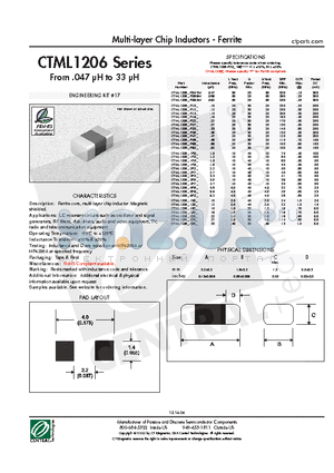 CTML1206-R33K datasheet - Multi-layer Chip Inductors - Ferrite