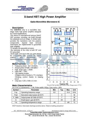 CHA7012 datasheet - X-band HBT High Power Amplifier