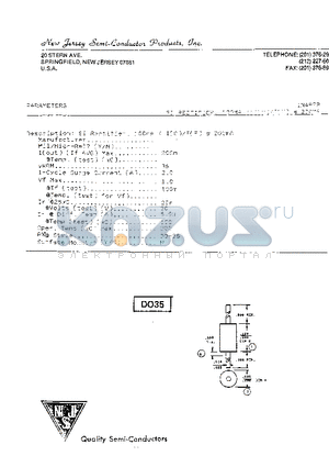 1N482B datasheet - SI RECTIFIER, 100MA < I(O)/I(F) < 200MA