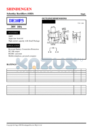 DE10P3 datasheet - Schottky Rectifiers (SBD) (30V 10A)