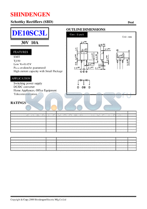 DE10SC3L datasheet - Schottky Rectifiers (SBD) (30V 10A)