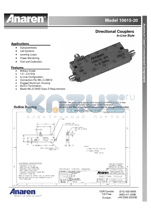 10615-20 datasheet - Directional Couplers