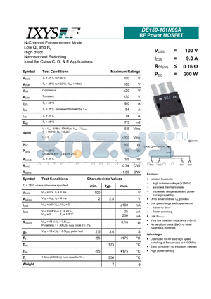 DE150-101N09A datasheet - RF Power MOSFET