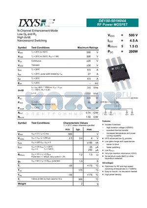 DE150-501N04A datasheet - RF Power MOSFET