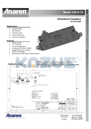 10615-10 datasheet - Directional Couplers