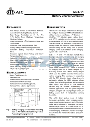 AIC1781 datasheet - Battery Charge Controller
