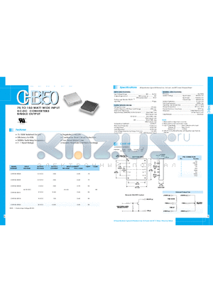 CHB150-48S15 datasheet - 75 TO 150 WATT WIDE INPUT DC-DC CONVERTERS SINGLE OUTPUT