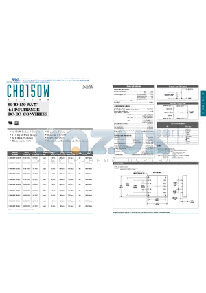 CHB150W-24S05 datasheet - 99 TO 150 WATT 4:1 INPUT RANGE DC-DC CONVERTERS