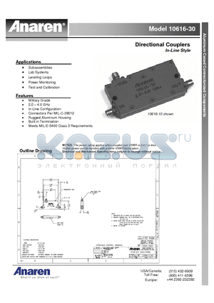 10616-30 datasheet - Directional Couplers