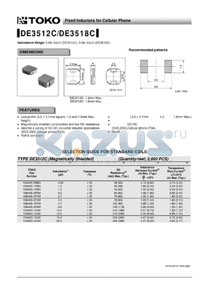 DE3512C datasheet - Fixed Inductors for Cellular Phone
