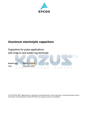 B43415A9388A000 datasheet - Capacitors for pulse applications with snap-in and solder lug terminals