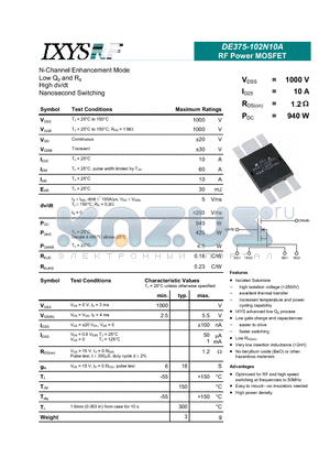 DE375-102N10A datasheet - RF Power MOSFET