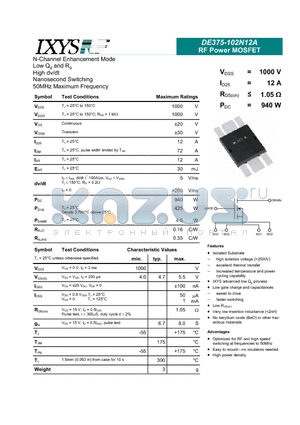 DE375-102N12A datasheet - RF Power MOSFET