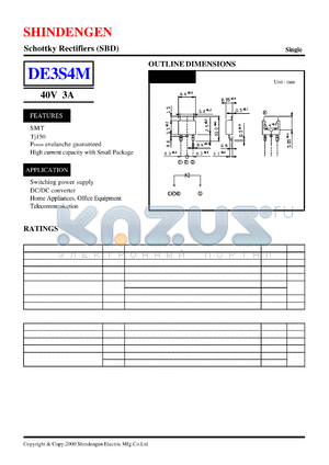 DE3S4M datasheet - Schottky Rectifiers (SBD) (40V 3A)