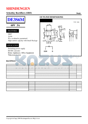 DE3S6M datasheet - Schottky Rectifiers (SBD) (60V 3A)