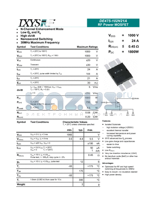 DE475-102N21A_09 datasheet - RF Power MOSFET