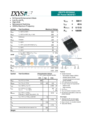 DE475-501N44A_09 datasheet - RF Power MOSFET