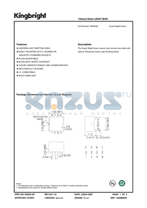 DE4SGD datasheet - 15mmx15mm LIGHT BAR