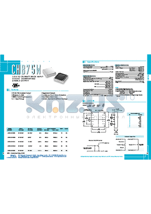 CHB75W-48S05 datasheet - 37.5 TO 75 WATT WIDE INPUT DC-DC CONVERTERS SINGLE OUTPUT