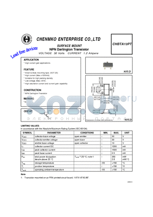 CHBTA13PT datasheet - NPN Darlington Transistor