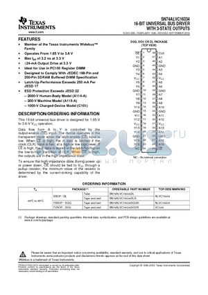 74ALVC16334DLRG4 datasheet - 16-BIT UNIVERSAL BUS DRIVER WITH 3-STATE OUTPUTS