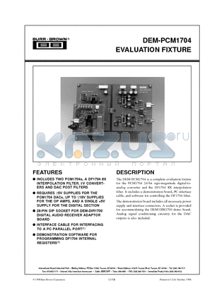 DEM-PCM1704 datasheet - EVALUATION FIXTURE