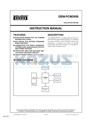 DEM-PCM3500 datasheet - EVALUATION BOARD