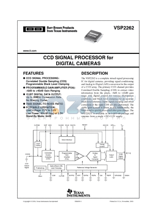 DEM-VSP2262Y datasheet - CCD SIGNAL PROCESSOR for DIGITAL CAMERAS