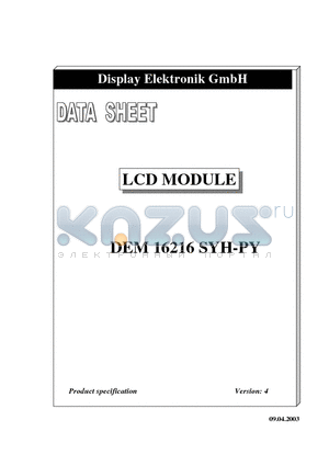 DEM16216SYH-PY datasheet - Display Elektronik GmbH