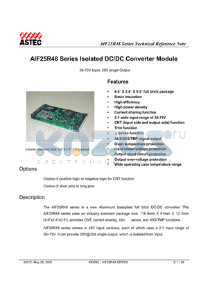 AIF25R48_03 datasheet - Isolated DC/DC Converter Module
