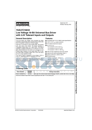 74ALVC16835 datasheet - Low Voltage 18-Bit Universal Bus Driver with 3.6V Tolerant Inputs and Outputs