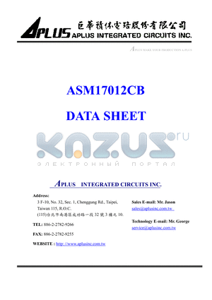 ASM17012CB datasheet - VERY LOW-COST VOICE SYNTHESIZER WITH 4-BIT MICROPROCESSOR