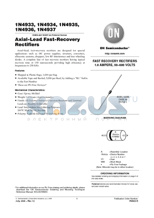 1N4934 datasheet - Axial−Lead Fast−Recovery Rectifiers