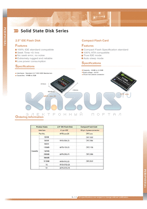 AIFD-02G-25 datasheet - 100% IDE standard compatible, Compact Flash Specification standard