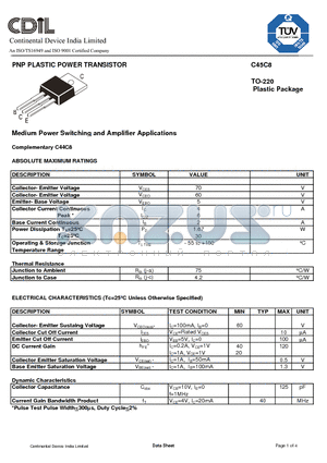 C45C8 datasheet - Medium Power Switching and Amplifier Applications