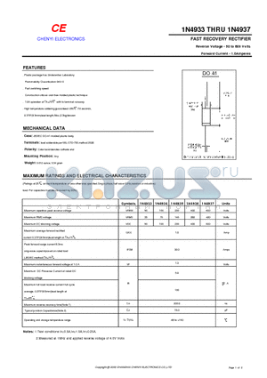 1N4935 datasheet - FAST RECOVERY RECTIFIER