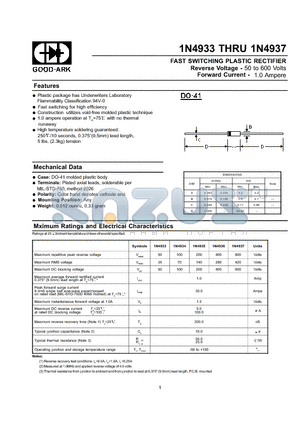 1N4935 datasheet - FAST SWITCHING PLASTIC RECTIFIER