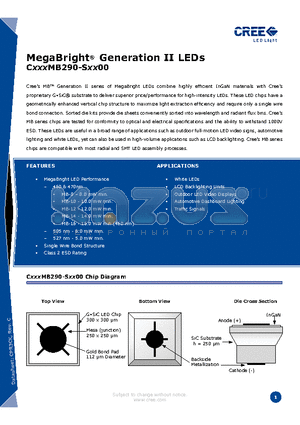 C460MB290-SXX00 datasheet - MegaBright^ Generation II LEDs