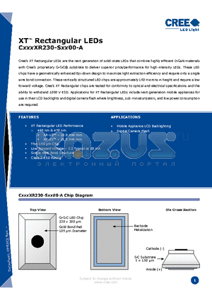 C470XR260-SXX00-A datasheet - XT Rectangular LEDs