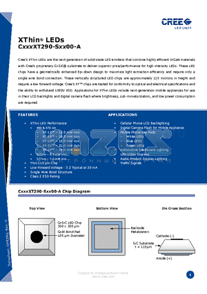 C470XT290-SXX00-A datasheet - XThin^ LEDs