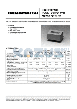 C4710-01 datasheet - HIGH VOLTAGE POWER SUPPLY UNIT