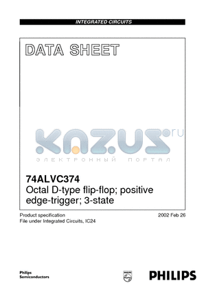 74ALVC374PW datasheet - Octal D-type flip-flop positive edge-trigger
