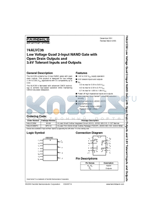 74ALVC38M datasheet - Low Voltage Quad 2-Input NAND Gate with Open Drain Outputs and 3.6V Tolerant Inputs and Outputs