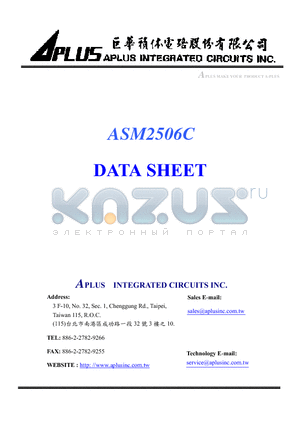 ASM2506C datasheet - VERY LOW-COST VOICE SYNTHESIZER WITH 4-BIT MICROPROCESSOR